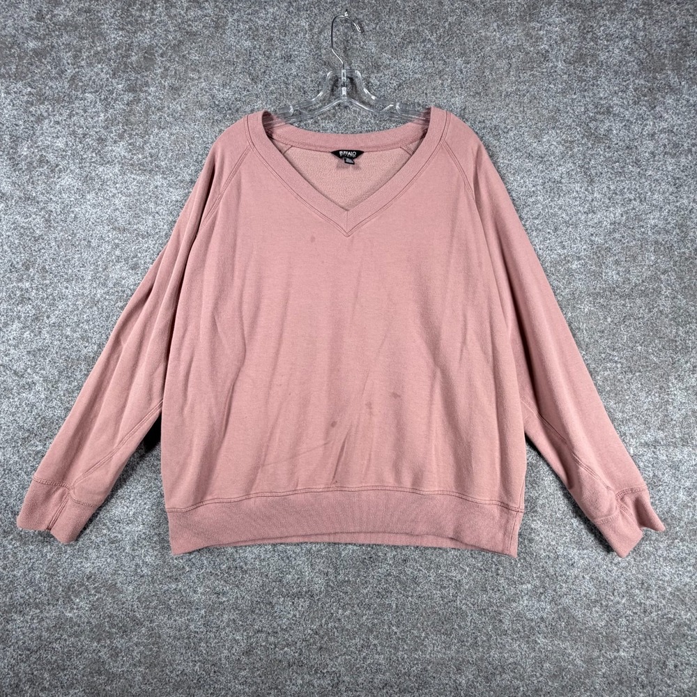 Buffalo David Bitton Pullover Sweatshirt Womens XL Taupe Rose Super Soft Fleece